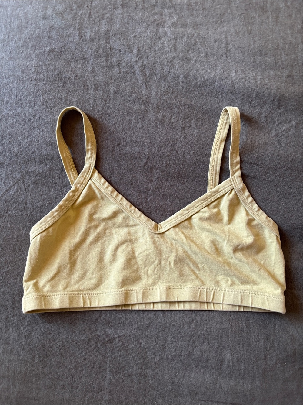 Jungmaven Organic Cotton Hemp Blend Bralette in Light Yellow Sz Small